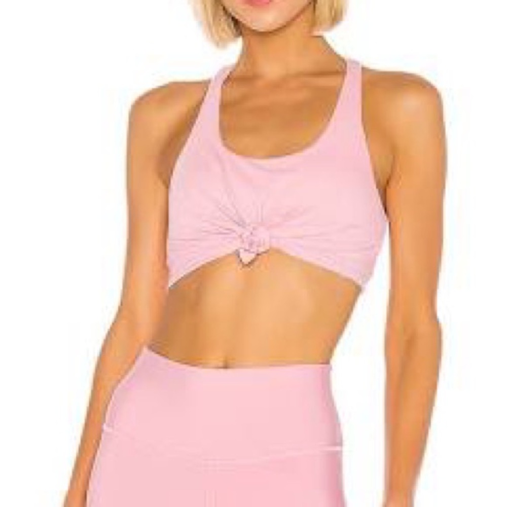AloYoga Knot Tank Bra Pink Flamingo size small